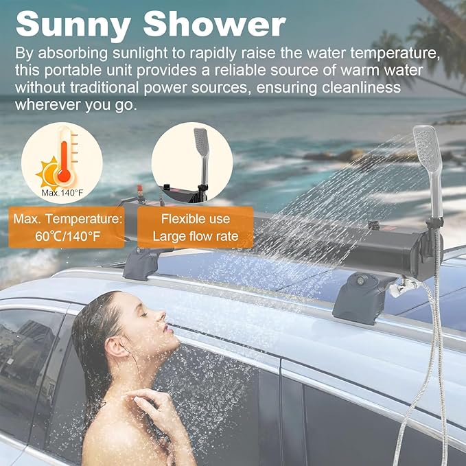 Roof Rack Mount Road Shower Pressurized Water TankRoof Rack Shower for Camping Pressurized Water Tankfor Camping Off-Road Beach Travel 18L/4.76Gal