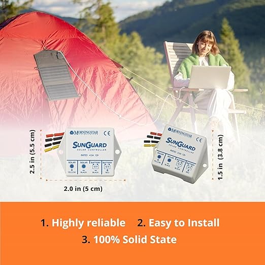 Morningstar Sunguard 4.5A PWM Solar Charge Controller (SG-4) - Intelligent Solar Panel Regulator. Supports 12V Batteries Outdoor Rated Highly Reliable and Easy to Install - Designed in the USA
