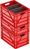 SIDIO Crate Basic Pack - 2 Full-Size &amp 1 Half-Size Heavy Duty Stackable Storage Bins Totes and Containers with Dividers - Durable Plastic Organizer for Home Office Garage and Outdoor Use