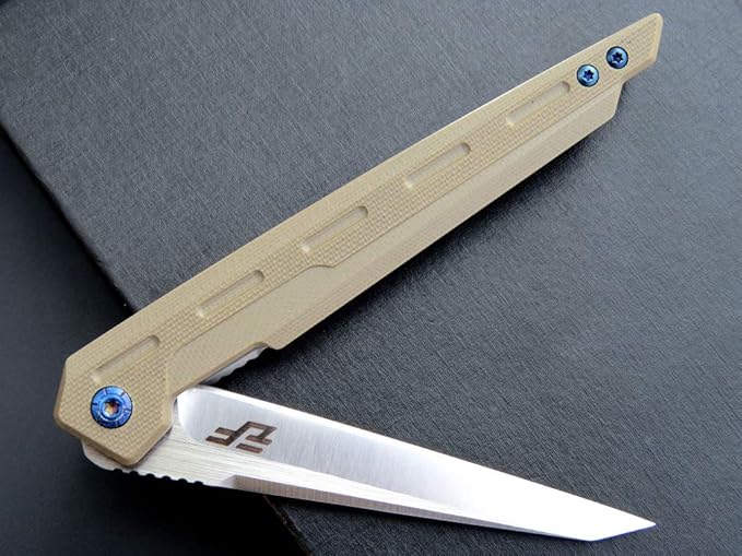 Eafengrow EF948 Folding Knife D2 Steel Blade + G10 Handle camping Knife Outdoor EDC Tool Knives (Desert)