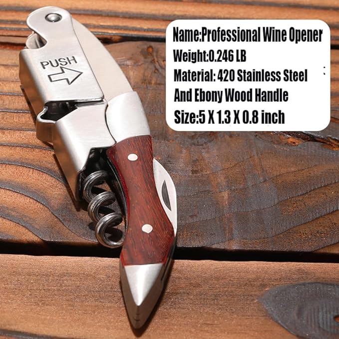 Professional Waiter Corkscrew Wine Key for Bartenders Set of 3With Long Rosewood Handle Stainless Steel Handle Wine Opener for Bar Restaurant Waiters Sommelier Bartend (Rose Wood 3 Packs)