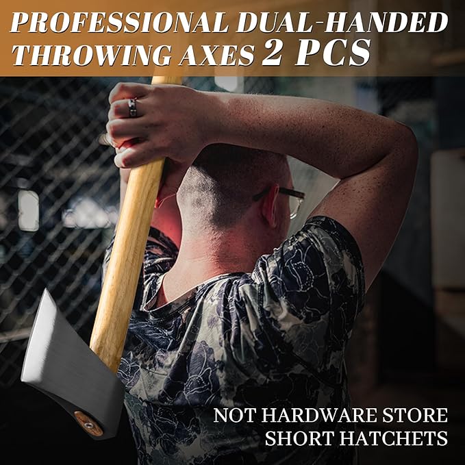 Dream Reach Throwing Axe Set - 2 PCS Professional Hatchets with Wooden Handle 20.5 Hand Forged Throwing Game Axes for Backyard Competition
