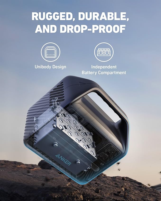 Anker 521 Portable Power Station Upgraded with LiFePO4 Battery 256Wh 6-Port PowerHouse 300W (Peak 600W) Solar Generator (Solar Panel Optional) 2 AC Outlets 60W USB-C PD Output Outdoor Generator