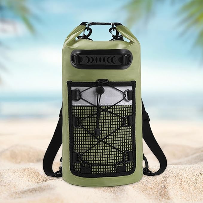 pistro Waterproof Dry Bag 20L with Handle Large Capacity Backpack for Camping Travel Kayaking Fishing Beach Rafting- Green