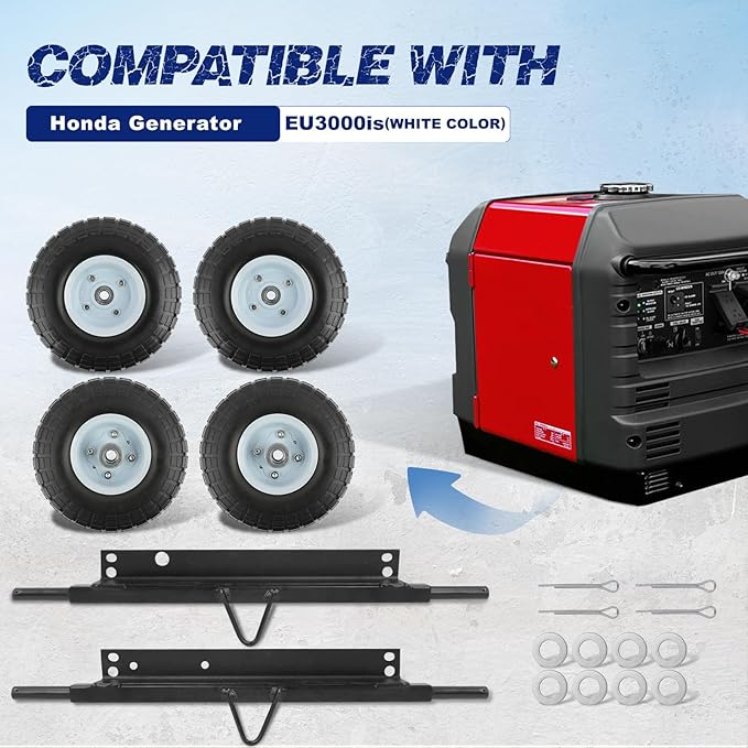 White All Terrain Wheel Kit Fit for Honda Generator EU3000is Solid Tires OE 06423-ZS9-020AH 06423ZS9020AH