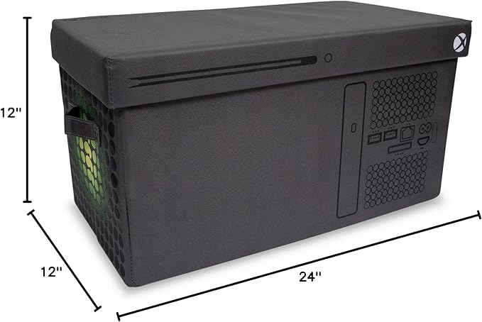 Ukonic Xbox Series X Logo Collapsible Storage Bin Chest with Lid | Fabric Basket Container with Handles Cubby Cube Closet Organizer | Video Game Gifts And Collectibles | 24 x 12 Inches