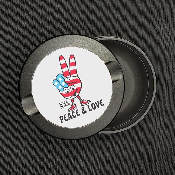 Buzz &amp Heaters Metal Container for Zyn | Metal Holder for Zyn |Metal Can for Zyn | Metal Container for Zyn Holder | Metal Pouch Cans for Zyn | Americana Gifts For Zyn| Peace &amp Love