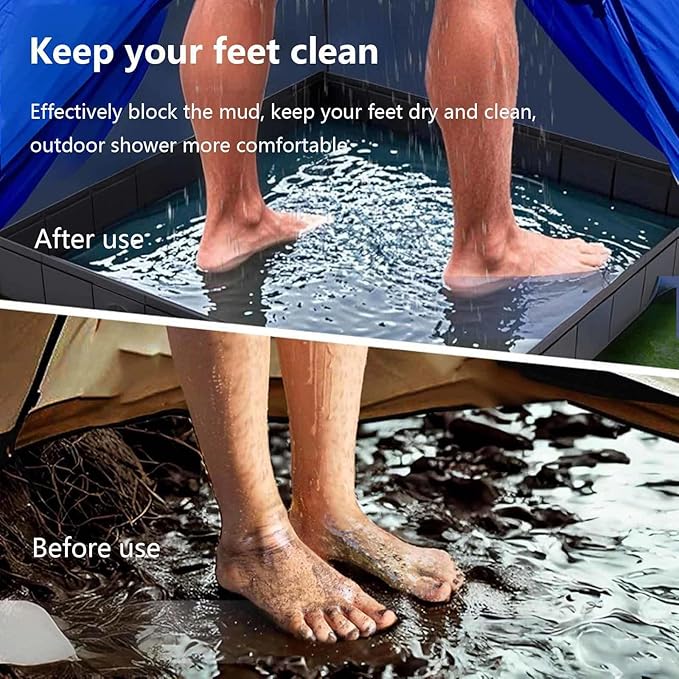 Shower Basin with Drain Hose Outdoor Shower Mat Portable Outdoor Flooring for OutdoorCampingBeach Caravan and Shower Stall