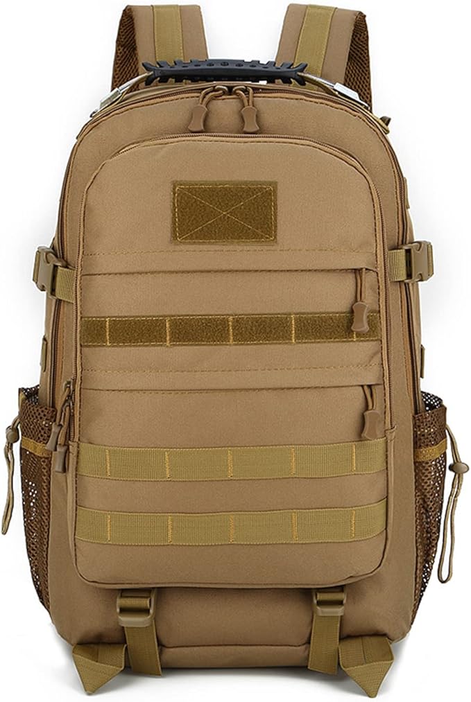 35L Army 3 Days Assault Pack Molle Bag with USB Charging Port Military Tactical Hiking Camping Backpack fit 15.6 Laptop for Men and Women Khaki