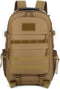 35L Army 3 Days Assault Pack Molle Bag with USB Charging Port Military Tactical Hiking Camping Backpack fit 15.6 Laptop for Men and Women Khaki