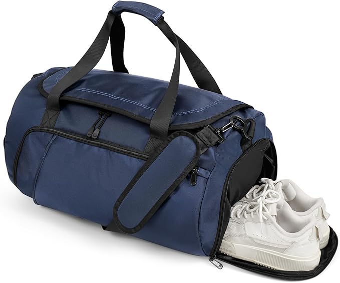 Gym Bag for Men Women With Shoe Compartment &amp Wet PocketWater Resistant Sports Gym Bag 、shoulder bag、messenger bag Carry On Duffel Bag forWeekend Overnight Traveling (blue)