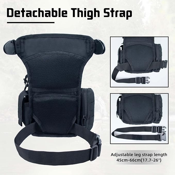 Tactical Drop Leg Bag For Men Black Crossbody bag Backpack Thigh Pouch Military Hunting Outdoor Sling Bags Motorcycle Tool Work Waist Leg Pouch Bags Women Fanny Pack