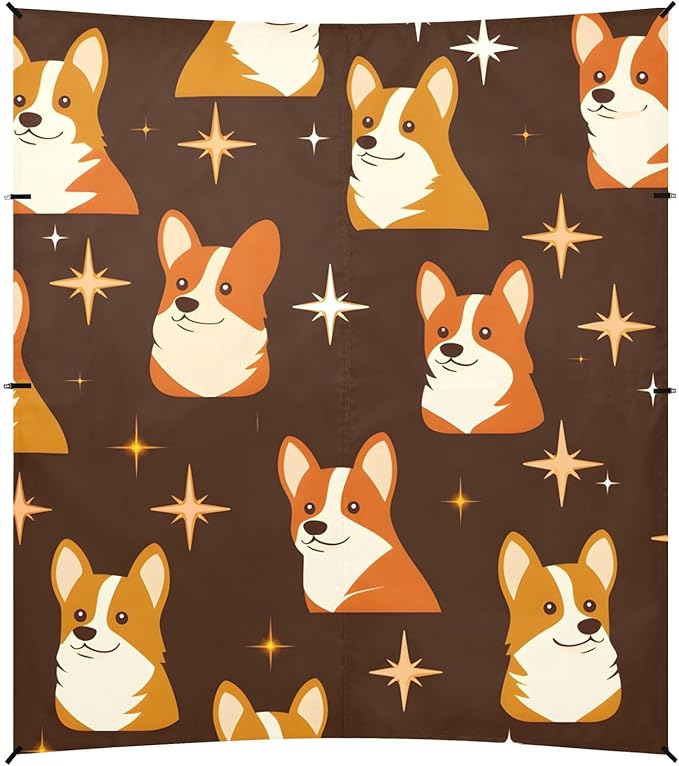 ALAZA Celestial Corgi Pattern Beach Tent Sun Shelter Portable Canopy Sunshade for Outdoor Camping Picnics Backyard Fun 10x9 ft