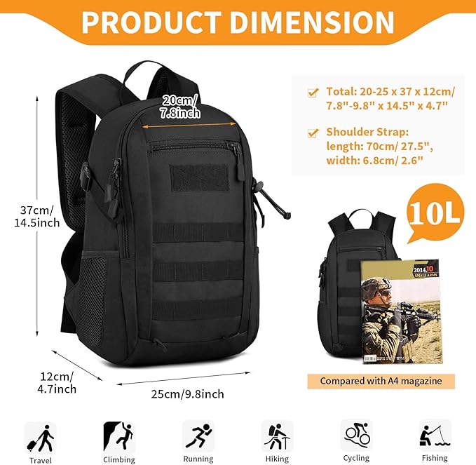 HUNTVP Military Tactical Backpack Assault Pack Molle Bag Backpacks