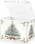 Bolaz Storage Bins with Lids and HandlesRed Ribbon Christmas Tree Storage Box Storage Basket with Cover Collapsible Organizer Containers for Home Closet Shelves