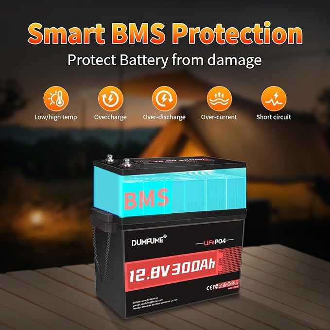 12V 300Ah Lithium LiFePO4 Battery 200A BMS 3840Wh Rechargeable Lithium Iron Phosphate Battery for Solar Energy StorageBackup PowerRVCampingOff-GridMarine