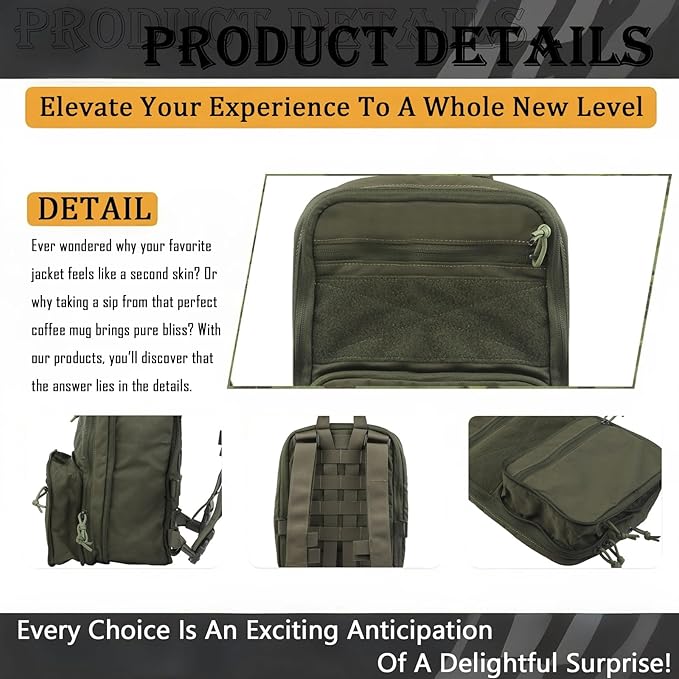 Tactical Utility Backpack 1000D Nylon Portable Double-Shoulder Style MOLLE-Equipped for Camping Picnic and Outdoor Use