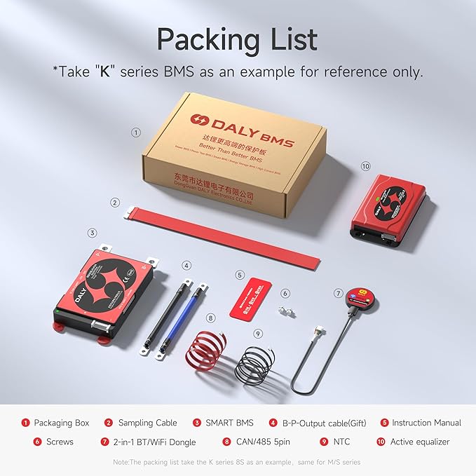 DALY BMS 48V 16S 200A Balance - 1A Active Cell Balancing BMS with Bluetooth WiFi Module Supports RS485 CAN for 48V LiFePO4 Battery Pack Golf Carts Electric Outboard Motors Solar Energy Power Systems