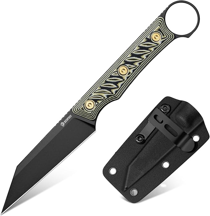 NedFoss RAVEN EDC Fixed Blade Knife with Sheath 3.4 14C28N Steel Hunting Knife with G10 Handle Camping Fixed Blade Small EDC Knives for Hiking Survival