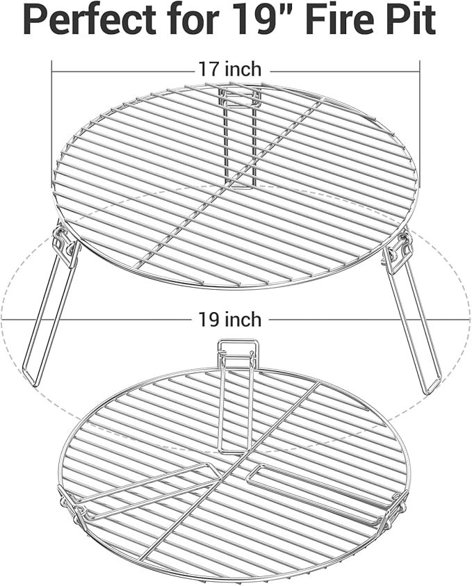 Rock&ampRocker Firepit Cooking Grate 19 Stainless Steel Grill Grate for Bonfire Smokeless Firepit for Outdoor BBQ Camping Fire Pit