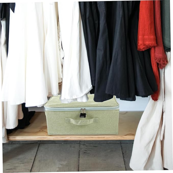 STOBAZA Clothes Storage Case Lock Fabric Storage Organizer Bins Space-saving Stylish Home Organizer