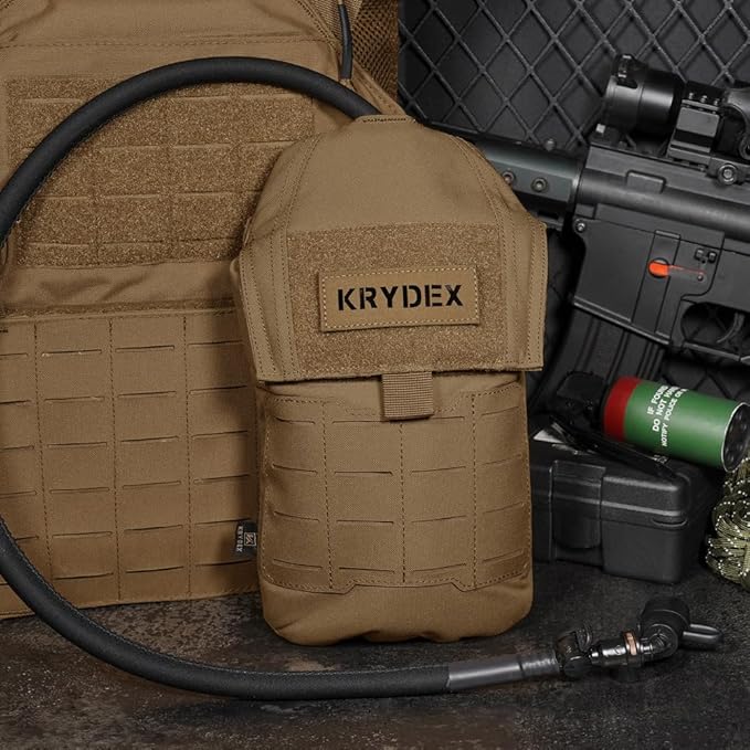 KRYDEX Tactical Molle Hydration Pouch with1.5L Inner Bladder - Low Profile Water Reservoir Bag for Molle Vest Backpack for Cycling Hiking Climbing Hunting
