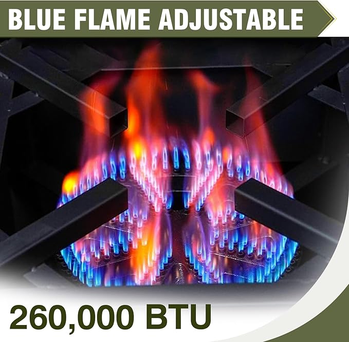 Bestfire 260000 BTU Outdoor Propane Gas Stove with 0-20 PSI Adjustable Regulator and Steel-Braided Hose for Outdoor Home Cooking and Turkey Frying