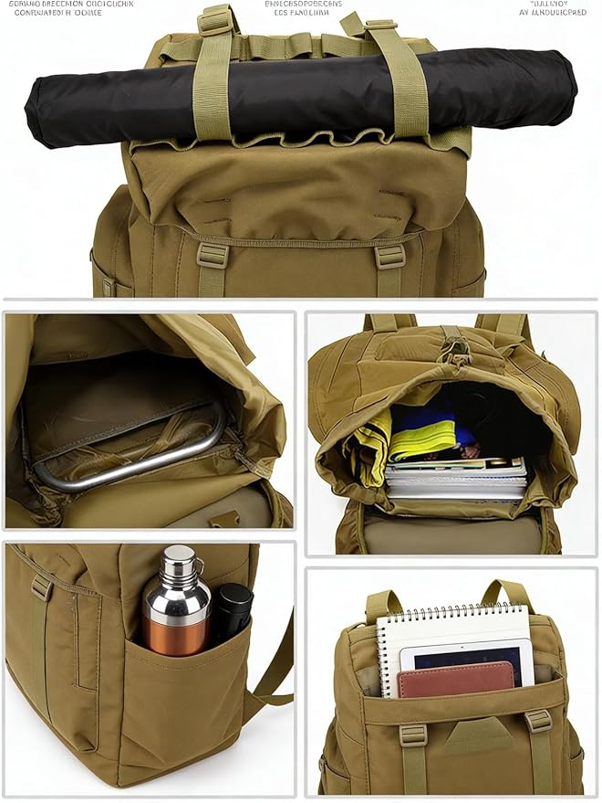 LINGYUE 65L Waterproof Tactical Backpack Large Hiking Camping Bagpack With Rain Cover For Outdoor Trekking Travel(B)