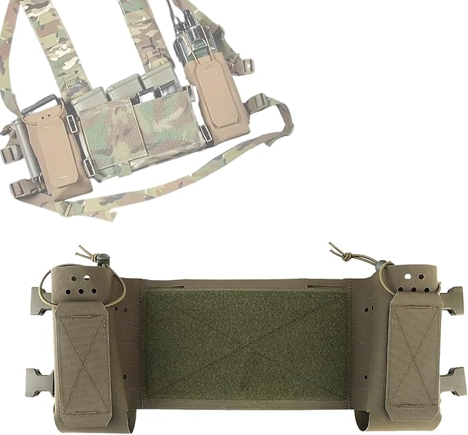 Tactical MOLLE Chest Expansion Panel With Storage Pouch Multi-Function Mission Extender Portable Organizer for Radio and Hydration(Green)