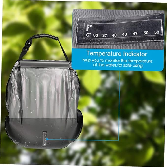 Portable Solar Camping Shower Bag with Nozzle Outdoor Water Storage for Hiking Beach and Traveling Olive Green for Camping Fishing and Picnics