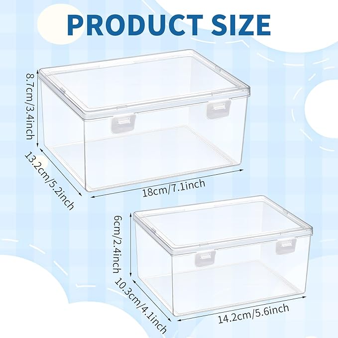 20 Pcs Plastic Playroom Storage Organizer Box Stackable Bins with LidsClear Storage Containers for Holds Small Toys Building Blocks Puzzles (7.09 x 5.2 x 3.43 Inch5.6 x 4.1 x 2.4 Inch)