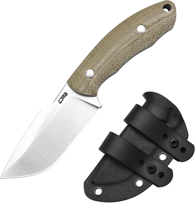 CJRB Mutt Fixed Blade Knife with Sheath 3.18 AR-RPM9 Steel Blade with Micarta Handle Camping Hiking Survival Knife for Men Women J1958 Green