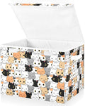 Storage Box Cat Cartoon Closet Storage Bins with Lids Foldable Oxford Fabric Storage Box for Home Bedroom Closet Office (16.5x12.6x11.8 in)