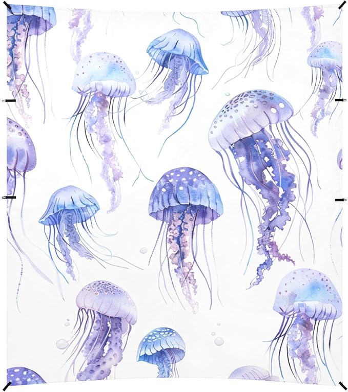 ALAZA Jellyfish Watercolor Hand Drawn Beach Tent Sun Shelter Portable Canopy Sunshade for Outdoor Camping Picnics Backyard Fun 10x9 ft