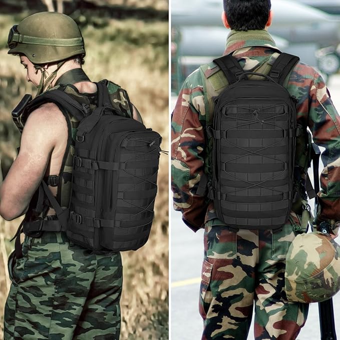 G-raphy Tactical Backpack 20L Small Military Rucksack Daypack Molle Army Work Bag Motorcycle Backpacks for Men Women Camping Cycling Travelling Hiking Sports Outdoors (Black-2)