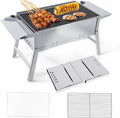 Foldable Portable Charcoal Grill Small Compact Outdoor BBQ Grill for Camping Backyard Balcony Beach Travel Outdoor Cooking(17.7x9.8 Inch)