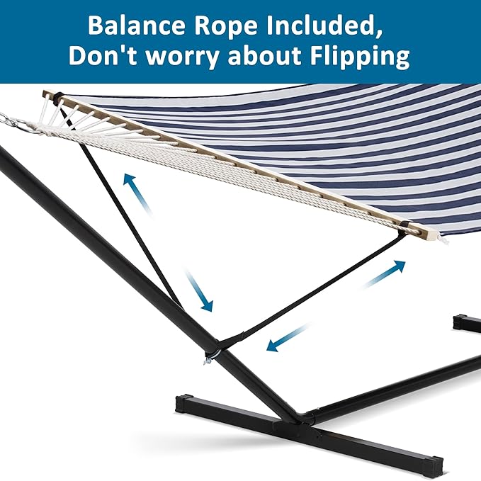 SUNCREAT Double Hammock with Stand Included Outdoor Portable Hammock with Stand Blue