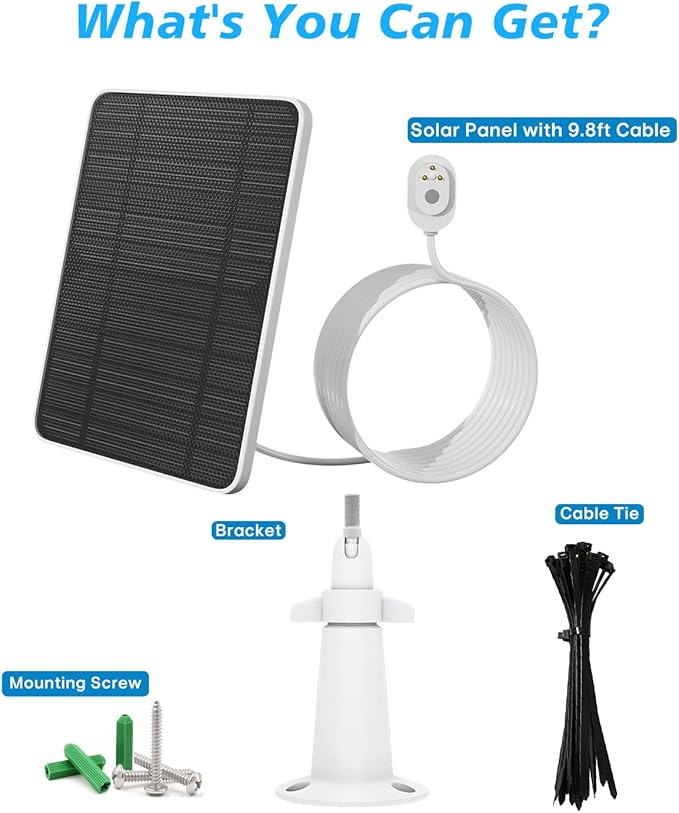Solar Panel Charger Compatible with Arlo Pro 5S/Pro 4/Pro 3/Pro 3 Floodlight/Ultra/Ultra 2 Camera 6V 4.5W Solar Panels Charging IP65 Weatherproof w/ 9.8ft Charging Cable Adjustable Wall Mount 2 Pack