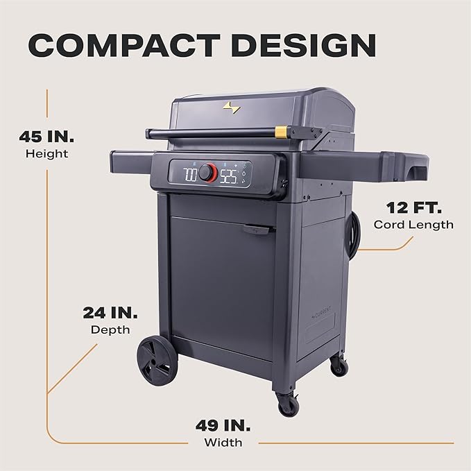 Current Model G Dual Zone Grill Smart Electric Outdoor Grill with 200-700°F Range for Searing &amp Roasting Digital Precision Independent Heat Zones Apartment-Friendly &amp Weather-Resistant Sl
