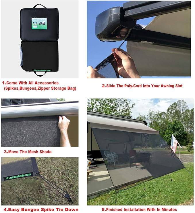 Tentproinc RV Awning Sun Shade Screen 10'X18'3'' (fit for 19' Awning)- Black Mesh Sunshade Block Patio Front Sun Light Motorhome Camping Trailer UV Sunblocker - 3 Year Warranty