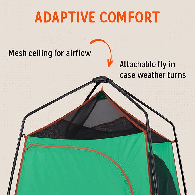 Kelty Discovery H2GO Privacy Shelter Campsite Shower and Changing Shelter Zippered Entry Steel Pole Frame Freestanding