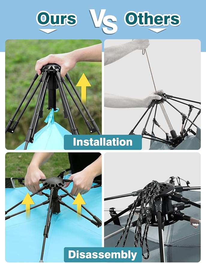 Glymnis Pop Up Beach Tent Sun Shade Shelter for 4 Person Portable Automatic Hydraulic Beach Tent with UPF 50+ Lightweight &amp Vent Windows Easy Setup for Family Picnic