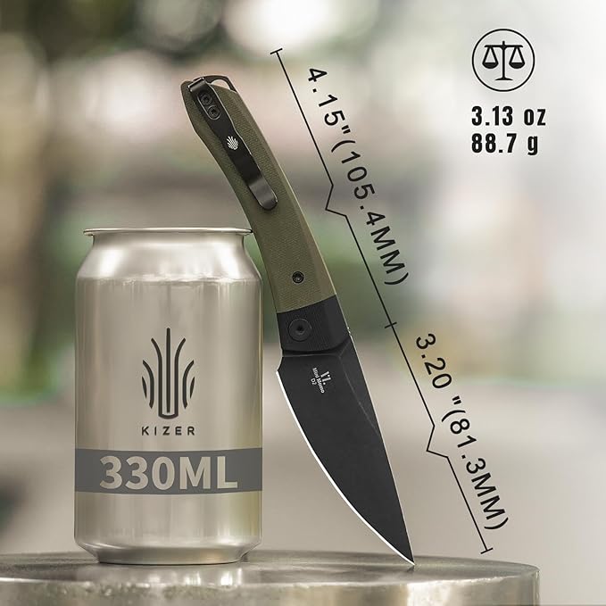 Kizer Mini Momo EDC Pocket Knife 3.2” D2 Blade Pocket Folding Knife with G10 Handle Front Flipper EDC knife with Pocket Clip for Men Women Camping Hunting Survival Knives V3663M2