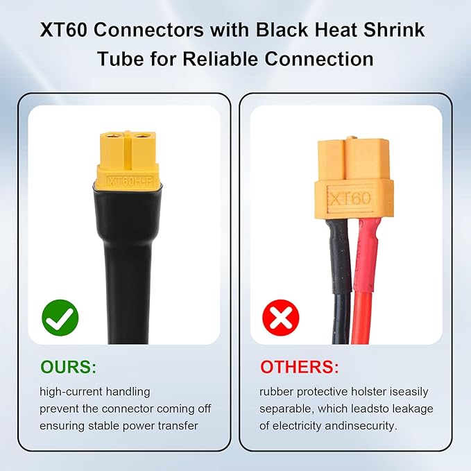 XRDS -RF Solar Connector to XT60 Cable 25FT 10AWG Solar to XT60 Female Extension Cable 600V Rated Power Cable for Solar Panels Batteries Power Stations – Heavy-Duty High Current Transfer