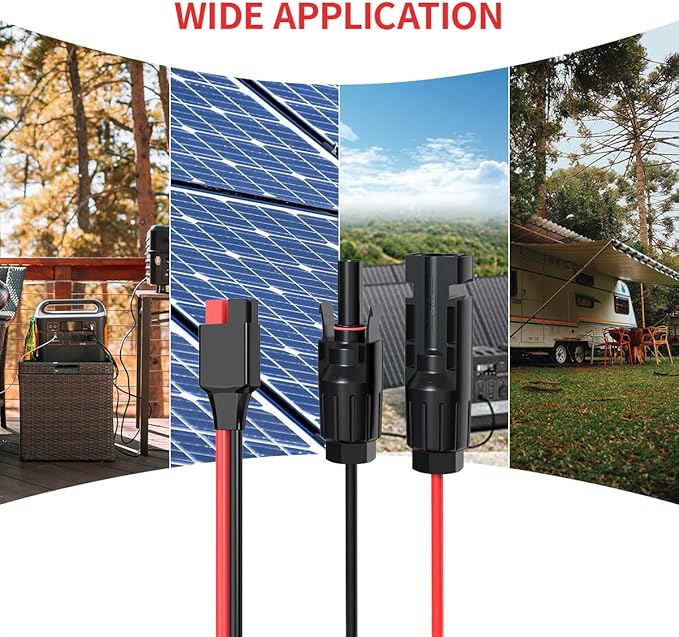 ELFCULB 10AWG 35FT Solar Panel Cable to Anderson Connector 2 6 10 20 35 50FT Solar Extension Cable for Portable Power Station Solar Generator Battery Pack(35FT)
