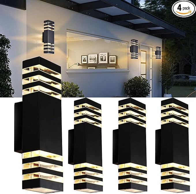 4Pack 15inch Outdoor LED Wall Lights4000K Day White Outdoor 18W Wall Light Aluminum Body Waterproof IP65 led Porch Light for House Patio Garage Garden.(No Sensor)