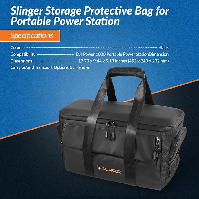 SLINGER Storage Protective Bag for DJI Power 1000 Portable Power Station Black