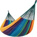 Lazy Daze Hammocks Handwoven Mayan Hammock 10.5 FT Soft Rope Double Hammocks Portable Outdoor Hammock with Carry Bag 2 Straps &amp Carabiners for Patio Outside 550 lbs Weight Capacity Multi Colo