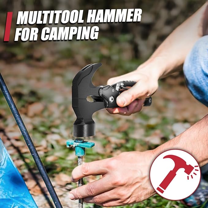 12 in 1 Multitool Hammer Gifts for Dad Camping Accessories Survival Gear Cool Gadgets Gifts for Men Husband Boyfriends Birthday Gifts for Women Him