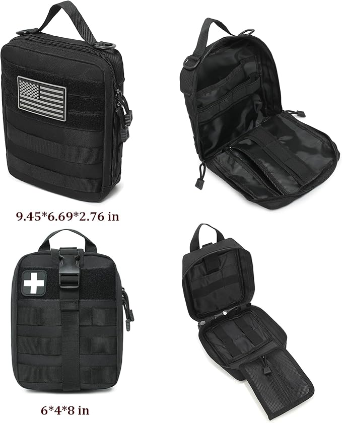 6 Pack Tactical Molle Car Seat Back Organizer - Tactical Vehicle Panel Organizer with 5 Detachable Molle PouchUS Flag Patch and KeychainGreat Trunk Accessories for Man